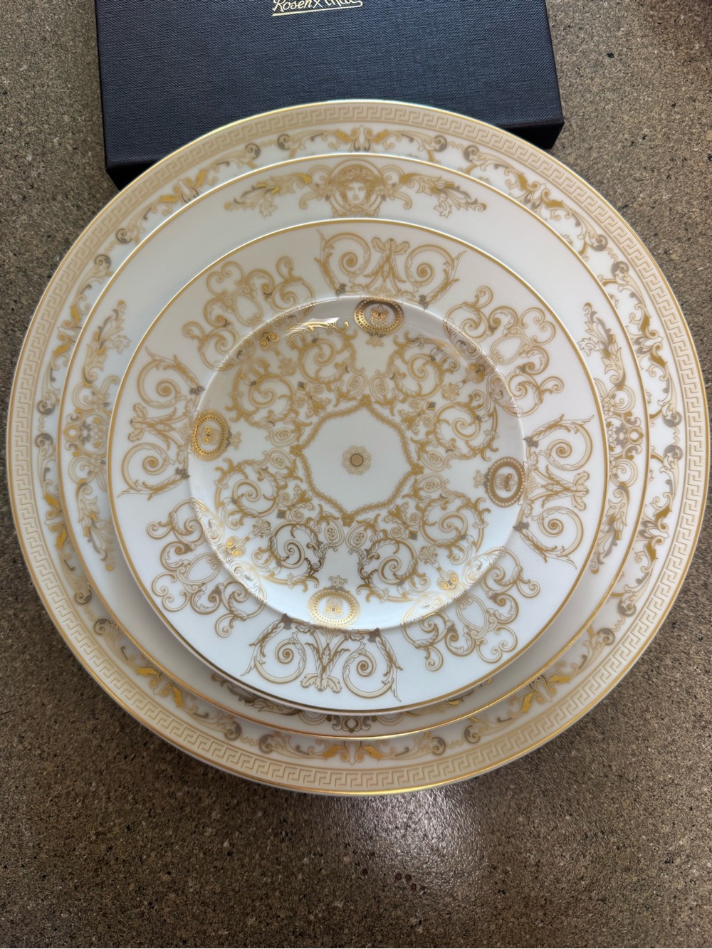 Versace Rosenthal White and Gold 3 piece dinner set.